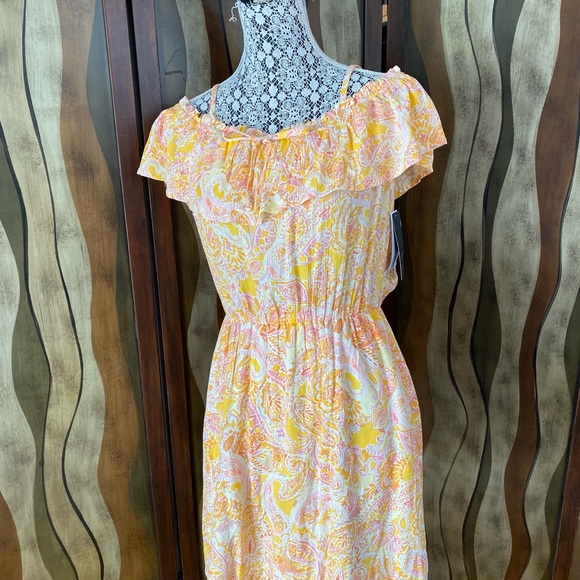 NWT BCX Juniors Paisley Off-the-Shoulder Dress, size L - Picture 1 of 8